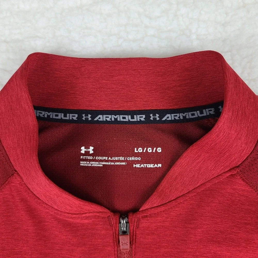 Under Armour Sweater Mens‎ Large Red Fitted Heatgear Activewear Performance